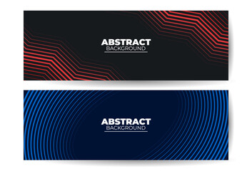 Modern Abstract Backgrounds with Red and Blue Geometric Patterns