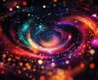 © ProStockGallery - Abstract Cosmic Galaxy Swirl with Vibrant Bokeh Lights, a Conceptual Background.