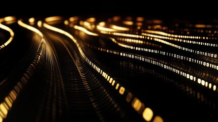 Abstract Golden Binary Code Waves