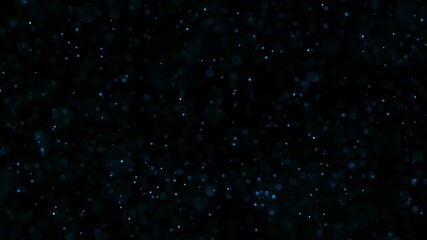 Wall Mural - abstract blurred blue dots loop motion on clean black background.