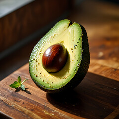 Wall Mural - Half  fresh avocado on a table