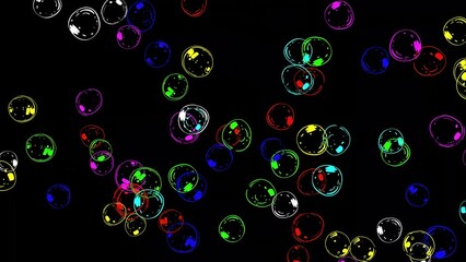 Wall Mural - Beautiful illustration of colorful cartoon bubbles on plain black background