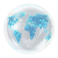 Canvas Print - PNG World map on bubble globe blue continents.