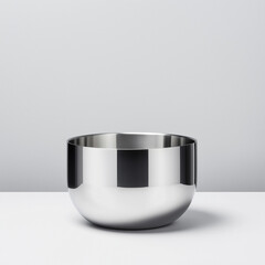 Wall Mural - A silver bowl sits on a white table