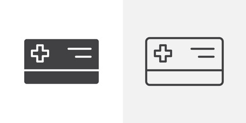 Insurance card icons. flat and line style set