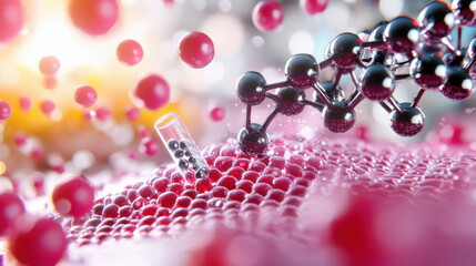 Aufkleber - Futuristic depiction of nanobot swarm assembling molecular structures, showcasing intricate details and vibrant colors. scene evokes sense of advanced technology and innovation