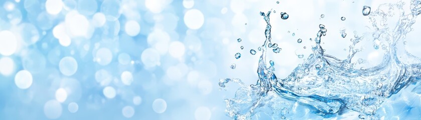 Wall Mural - dynamic water splash on vibrant blue background, a stunning display of liquid motion