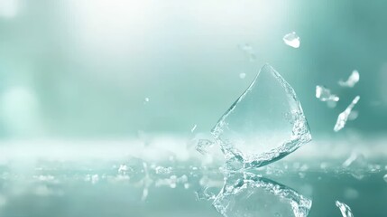 Wall Mural - dynamic water splash photography, crystal clear liquid cascading over glass in motion