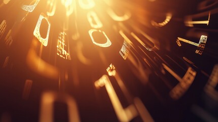 Golden Data Stream: Abstract Digital Background