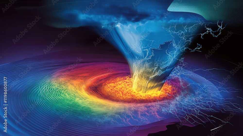 Tornadp Rotation Pattern dynamic diagram of a tornado, illustrating its funnel shape, rotation ...