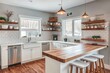 © Abian rasyid - Modern Farmhouse Kitchen Island and White Cabinets