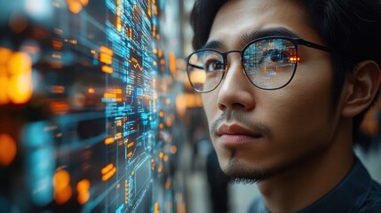 Focused Analyst Studies Interactive Data Wall
