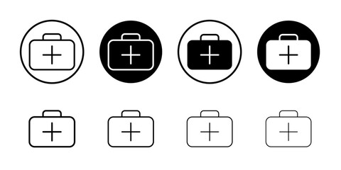 Wall Mural - Medical kit icon black and white vector sign