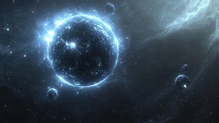 Wall Mural - ethereal cosmic bodies in dazzling space scene