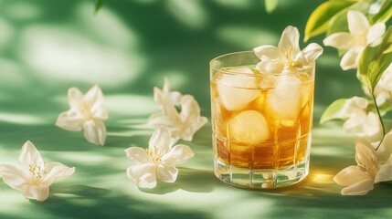 Wall Mural - Refreshing Iced Tea with Jasmine Flowers