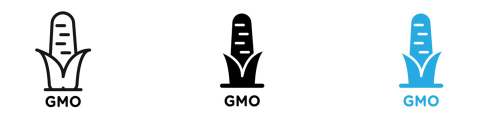 Wall Mural - GMO icon black white vector outline