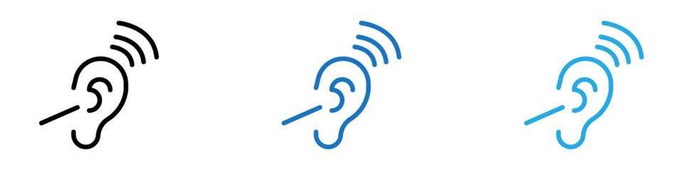 Sticker - Hearing aid icon black white vector outline