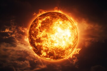 a burning planet sun , Generative AI	