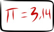 © Akmalmm  - math symbol pi 3,14 in Doodle style. red ink pi strokes
