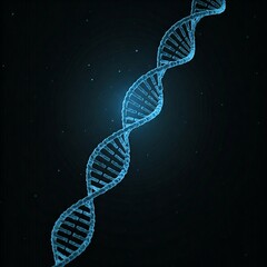 blue glowing dna double helix background 3d illustration render