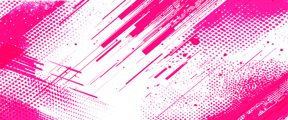 Vector pink style paintbrush grunge with halftone dots pattern texture