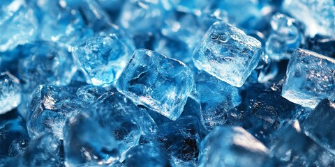 Poster - Full frame image showcasing ice cubes in detail, emphasizing the clarity and texture of the ice cubes. This striking picture of ice cubes captures their unique characteristics beautifully.