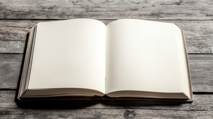 Wall Mural - a book is open to a blank page. the book is on a wooden table