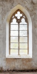 Wall Mural - a window with a stone arch and a stained glass window. the window is open and the light is shining t
