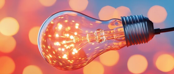Wall Mural - glowing light bulb with bokeh background