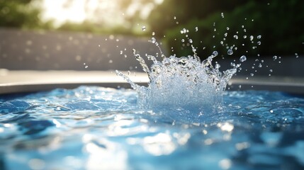 Wall Mural - A splash of water in a pool. The water is clear and the splash is large