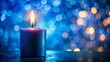 © Supittra - Serene Blue Candle Silhouette: Tranquil Nighttime Scene, Peaceful Flame, Spiritual Atmosphere, Meditation, Relaxation