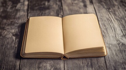 Wall Mural - a book is open on a wooden table. the book is old and has a yellowish color. the pages are yellow an