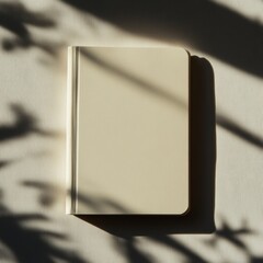 Wall Mural - a white notebook with a shadow on it. the shadow is on the right side of the notebook
