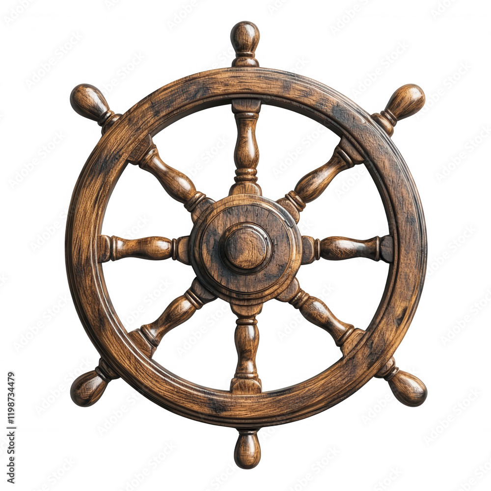 wooden ship steering wheel isolated on transparent background PNG Stock ...