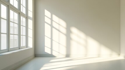 Wall Mural - a room with a white wall and a window. the window is open and the sun is shining through it