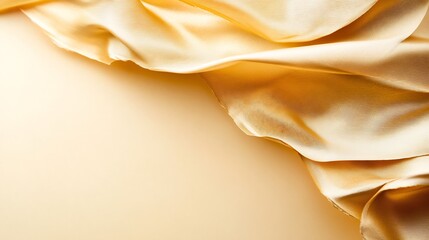 Poster - Luxurious Golden Silk Fabric with Soft Folds for Background Texture and Elegant Design : Generative AI