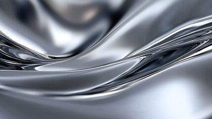 Fototapete - Abstract Metallic Liquid Texture Background in Shimmering Silver Tones : Generative AI