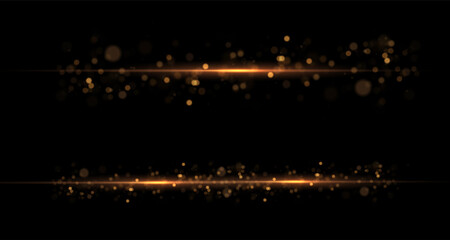 Wall Mural - yellow line light effect. golden glowing neon lines. the golden glow of dust and glare. flash of lig