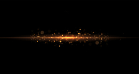 Wall Mural - yellow line light effect. golden glowing neon lines. the golden glow of dust and glare. flash of lig