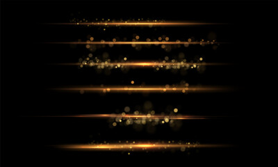 Wall Mural - yellow line light effect. golden glowing neon lines. the golden glow of dust and glare. flash of lig
