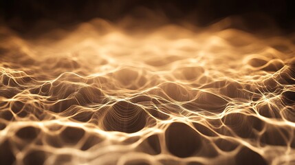 Leinwandbilder - Golden Abstract Wavy Wireframe Pattern with Elegant Light Patterns and Textures : Generative AI