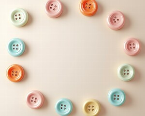 Sticker - Colorful buttons arranged in a frame. AI.