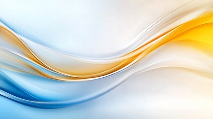 Aufkleber - Smooth flowing blue and yellow abstract digital wave design art : Generative AI