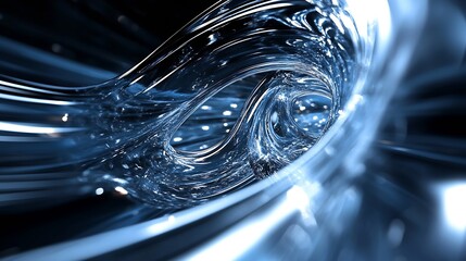 Poster - Dynamic Abstract Metallic Swirled Sculpture with Reflective Texture : Generative AI