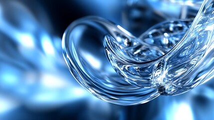 Fototapete - Futuristic Abstract Glass Design with Swirling Blue Elements for Modern Artistic Background : Generative AI