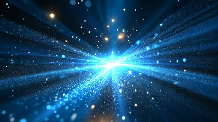 Wall Mural - Abstract Blue Energy Burst, light, rays, particles, sparks, glitter