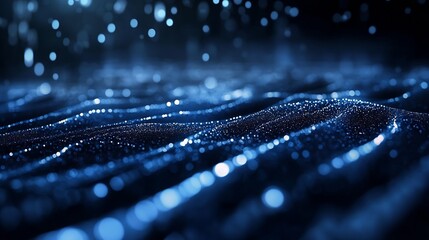 Poster - Dark Blue Abstract Water Waves with Shimmering Light Effects : Generative AI
