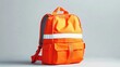 © boy 3344 - A bright orange school backpack with reflective safety strips, isolated on white, designed to catch attention for safety campaigns.