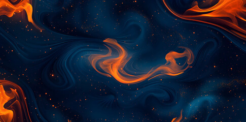 Wall Mural - Vivid cosmic nebula with swirling flames and deep space colors illuminates the night sky