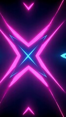 Wall Mural - dynamic neon pattern featuring intersecting lines in vibrant pink and blue hues during a nighttime d